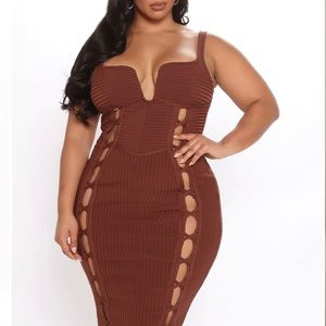 Brown “No Cuts Given Bandage Dress” RETAIL : 59.99 SIZE 3X $29.00